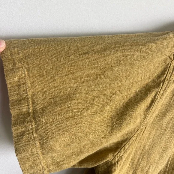 Imogene and Willie Mens Serra XXL Linen Cotton Herringbone Camp Shirt Yellow - Picture 10 of 10